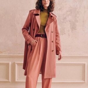 Sézane Scott Trench Coat in Rosewood Pink Size 42 US 10